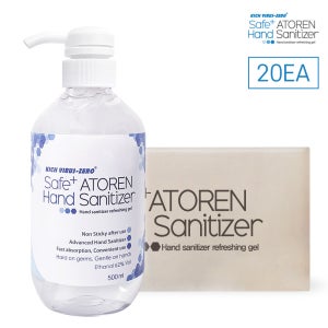 아토렌 손소독제 500ml 20개입 1박스 에탄올62% 젤타입 펌프형 대용량 병원손소독제