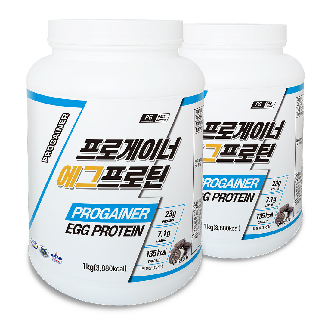 <b>프로게이너</b> 에그<b>프로틴</b> 쿠키앤크림맛 2kg 난백분말 계란흰자 에그화이트 <b>단백질</b>쉐이크