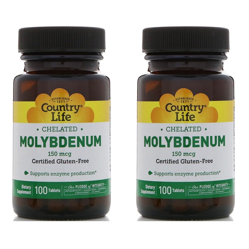 <b>Country Life</b> Chelated Molybdenum <b>컨트리라이프</b> 킬레이트 <b>몰리브덴</b> 150 mcg 100 정 (2팩)