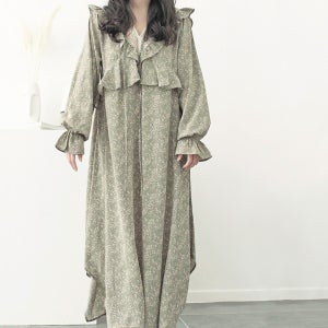 공주풍 화려한 레이스 꽃무늬 플라워 프릴 롱 원피스(아이보리/레드/그린)