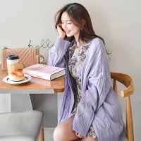 cd1278 사랑스러운 꽈배기 니트패턴과 깔끔한 브이넥 루즈핏 가디건 cardigan