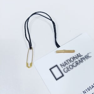 택끈 옷핀 36 블랙실-골드핀 100개 행택 택고리 실루프 루프핀