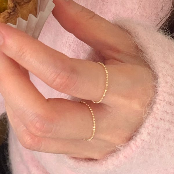 14k 볼 체인 반지 데일리 금 실반지