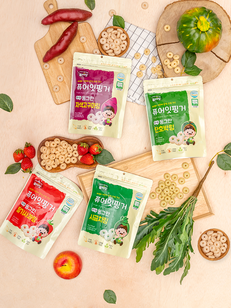 Pureat Finger Organic Baby Snack Round Vegetable Ring 4-Type Set Snack
