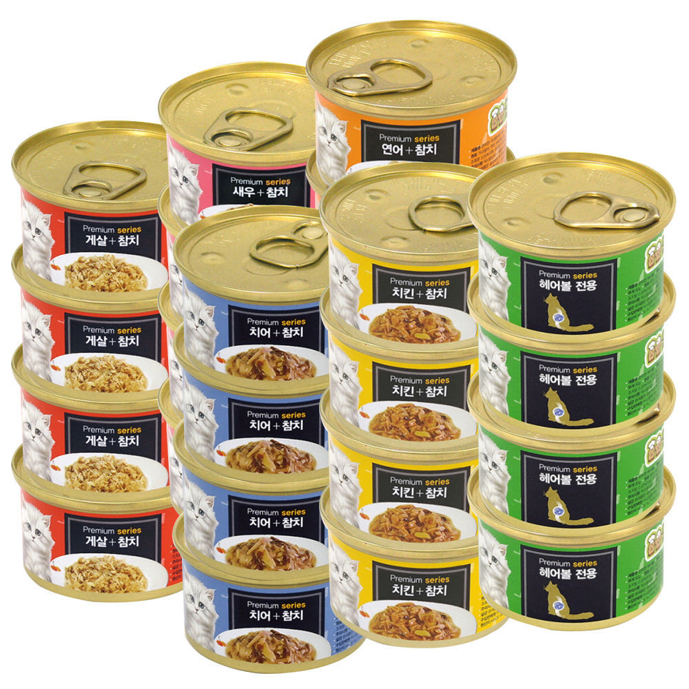 프리미엄 골드 런치 캔 고양이 캔 콤보, 80g, 24개