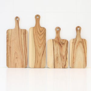 히즈다이닝 호주 캄포 핸들 나무 도마 플레이팅 서빙 캠핑 도마 통원목 슬림형 4종