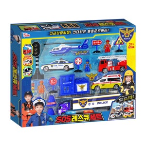 SOS 레스큐세트 경찰차 구급차 소방차 헬기 자동차장난감 유아 어린이 아동 장난감 선물