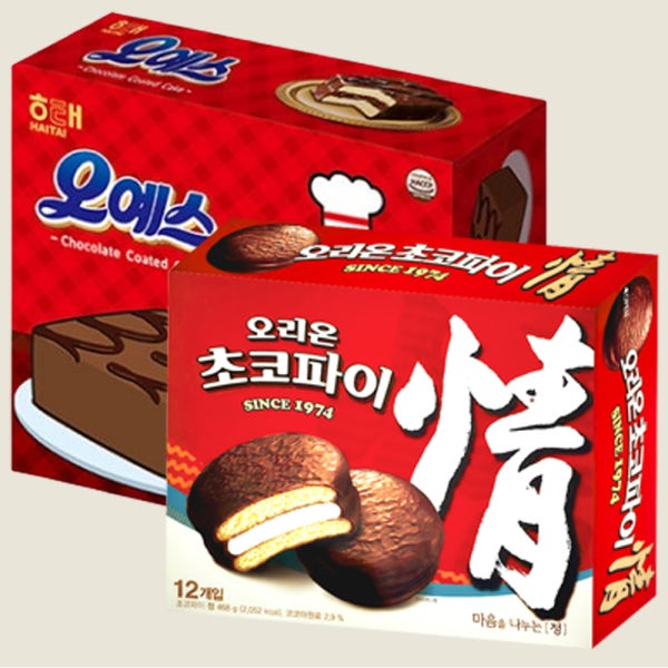 오리온 초코파이 468g + 해태 오예스 360g 파이 과자 세트