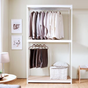 튼튼한행거 무볼트 스피드랙 드레스룸 고정식 700x400x900 3단 행거봉2개