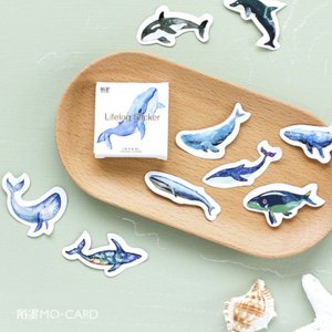 빈티지 고래 인쇄소 동물 스티커 예쁜 스티커 다이어리 꾸미기 용품 소품