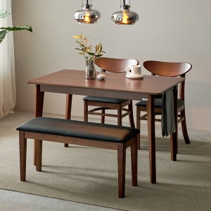 굿모닝 원목 4인 식탁 세트 벤치+의자형