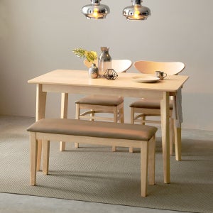 굿모닝 원목 4인 식탁 세트 벤치+의자형