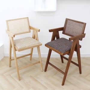 팔걸이 원목바의자 아일랜드식탁 라탄 홈바의자 AB라탄바