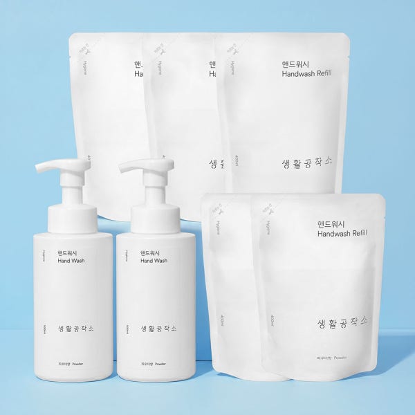 핸드솝 손세정제 500ml 2개+핸드워시 리필 400ml 5개