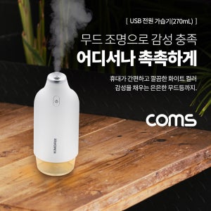 Coms 미니 소형 사무실 탁자 가습기 무드등 270ml USB 전원 IF269 R