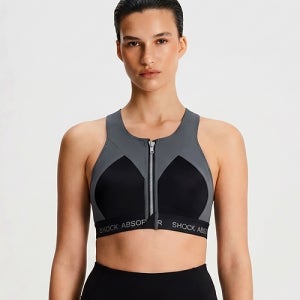 쇼크업소버 인피니티 집업 그레이 앞지퍼 패드형 스포츠브라