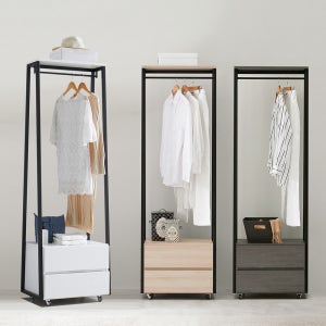 그리드 드레스룸 시스템 옷방 이동식수납장 600행거 2단서랍장