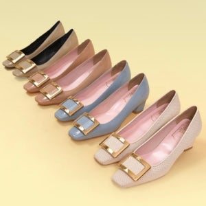 여성펌프스 여성구두 미들힐 스퀘어 버클 펌프스힐 오피스룩 결혼식구두 가을신발