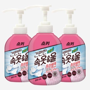 무궁화 소키 간편한 속옷&울 전용 중성세제 펌프형 500ml X 3개