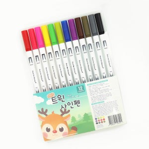 트윈 사인펜 12색 수성사인펜