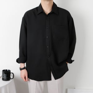 남자여름셔츠 남자셔츠블랙 링클프리셔츠 오버핏셔츠정장 남자여름남방 남자린넨셔츠 남자와이셔츠
