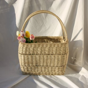 라탄 피크닉 바구니 내추럴 라탄백 장바구니 라운드