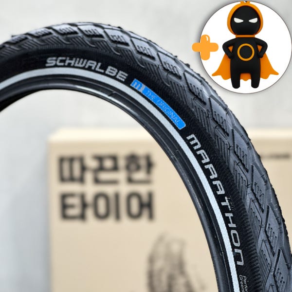 따끈한타이어 슈발베 마라톤 오리지널 클린처 와이어 자전거 타이어 406 그린 가드