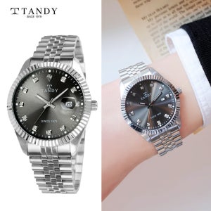 [TANDY] 탠디 럭셔리 커플 메탈 손목시계(오스트리아 스톤 식입) T-3909 남자 실버