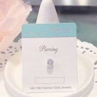 미니골드 14K 오로라피어싱-화이트(4mm) ENOM4073