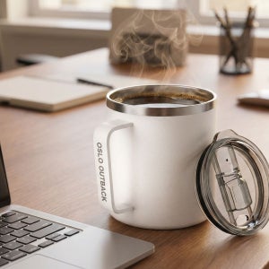 오슬로 사무실용 이중진공 스텐 뚜껑머그컵 420ml 등산 캠핑 아웃백 보온 머그