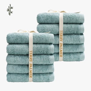 테리파머 180g 대나무 천연 뱀부타올 10장 리본선물포장 (에메랄드) 뱀부얀 수건