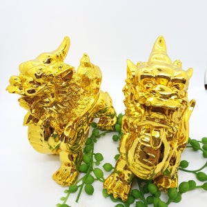 [친집선]행운을 가져다주는 황금 피슈 비휴 해치 해태 상 장식품 풍수 소품