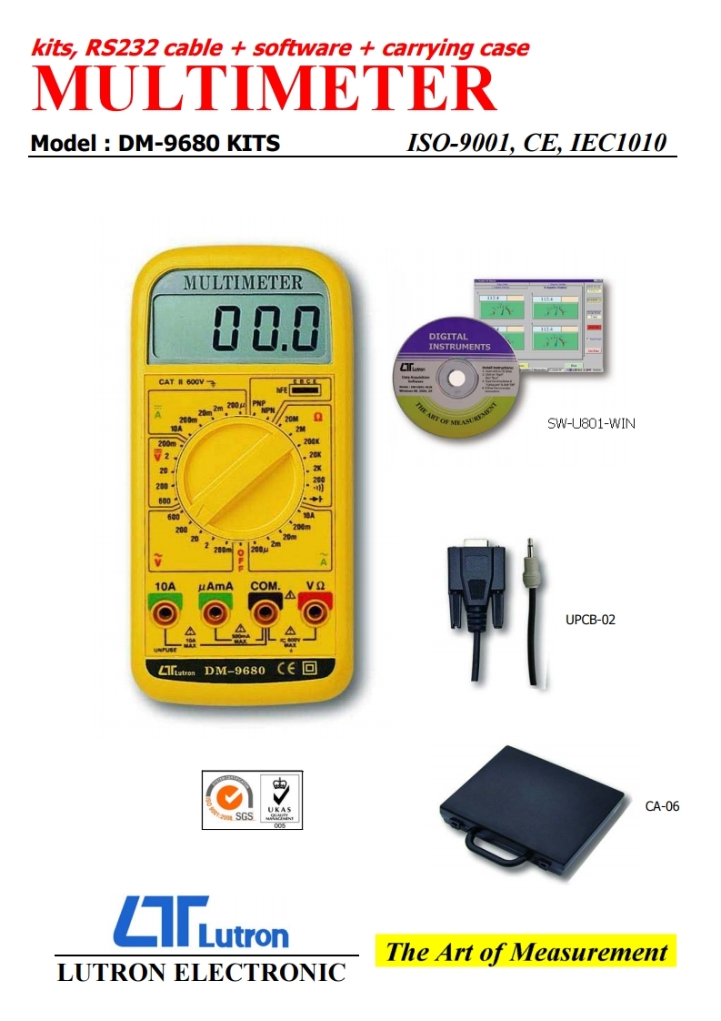 DM-<b>9680</b>KITS 멀티미터 전기측정기 키트 (소프트웨어 + 케이블) DM<b>9680</b>KITS