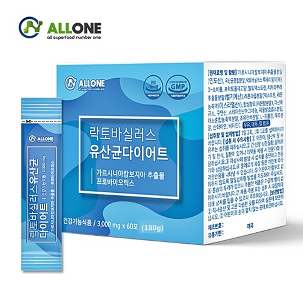 유산균다이어트60포 프롤린 프리 신바이오틱스 루테리 프로바이오틱스 락토바실러스 가르시니아캄보지아 비피더스균 가세리 비타민C <b>HCA</b> 아연 체지방 체중감소 식약처 기능성 안전성 장건강