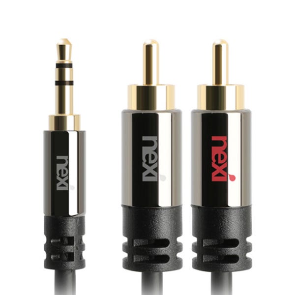 AUX 케이블 3.5 to 2RCA 케이블 스테레오 오디오선 Y 앰프 스피커 연결선 1m