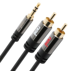 3.5mm AUX to 2RCA 케이블 스테레오 Y 스피커 앰프 연결 선 2m, 1개