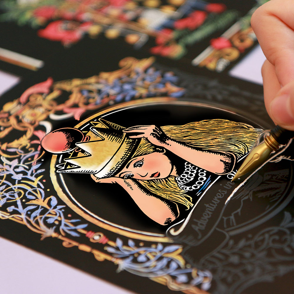 스크래치 앨리스 엽서 북 동화 보드