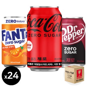 뚱캔 캔음료 음료수 코카콜라 제로 환타오렌지 닥터페퍼제로 355ml 24캔 세트 각8개씩