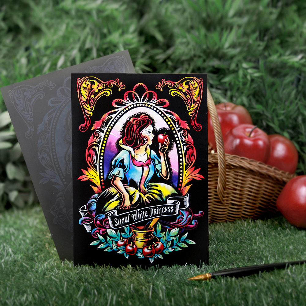 스크래치 백설공주 싱글 엽서 동화 보드 페이퍼