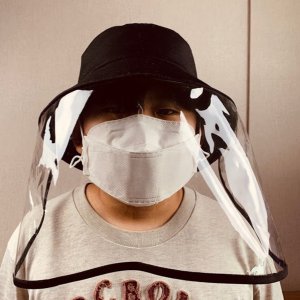 코로나 방역 예방 투명 우레탄 마스크 국내산 블랙 면 벙거지 모자