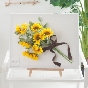 해바라기 조화 액자 스티치 set 57cm (펜 이젤 포함) 인테리어 꽃 테이블 장식 소품 금전화 풍수 개업 집들이