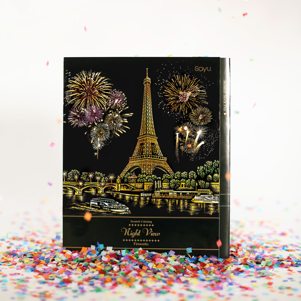 <b>사유</b> 스크래치북 나이트뷰 컬러링 8장세트
