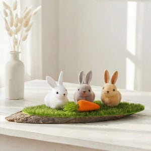 우드 잔디밭의 토끼 삼총사 부활절 봄소품