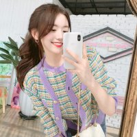 cd1295 트렌디 보카시 트위드짜임의 골드버튼 도톰 V넥 니트가디건 cardigan