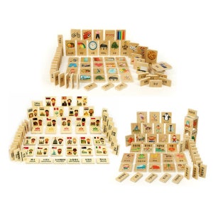 자작도미노 3종 영유아 한글 원목 블록 쌓기