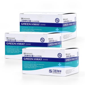 국내생산 그린제약 알콜스왑 일회용 알콜솜 100매입 3개