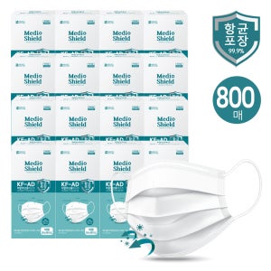 [800매] 메디쉴드 KF-AD 비말차단 세균여과 99.9% 데일리 마스크(항균포장5매x160개입)