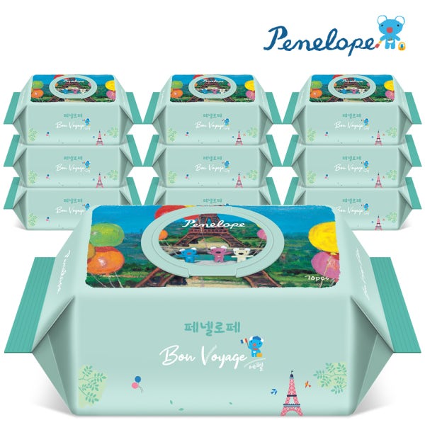 페넬로페 물티슈 프리미엄 아기물티슈 본보야지 에펠 캡형 70매 10팩