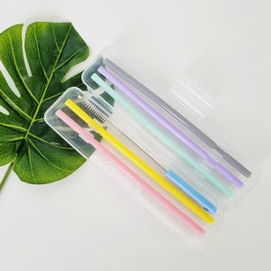 아가프라 실리콘빨대4개+세척솔+케이스 재사용 열탕 휴대간편 다회용 스트로우