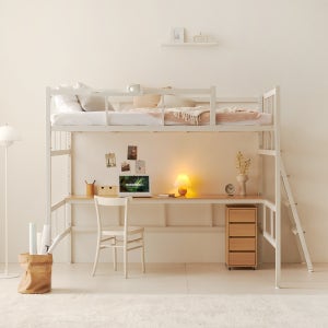 플라망 업다운 높이조절 철제 Q 퀸 벙커침대 사다리 화이트